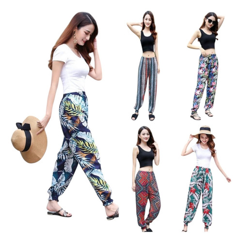10 Pantalón Fresco Playa Floreado Jogger