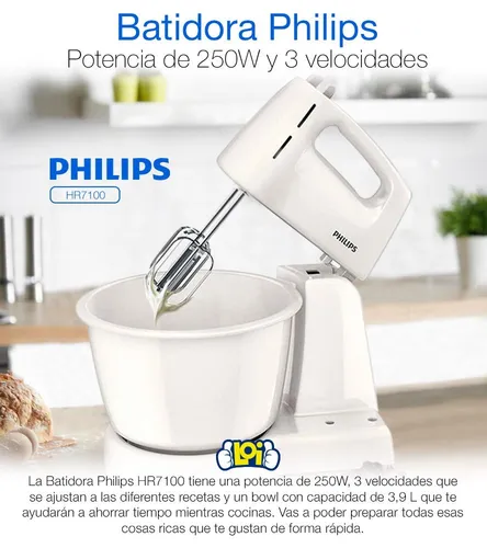 Batidora Philips Hr7100 Con Pedestal 250w 3.9l 3 Veloc Loi