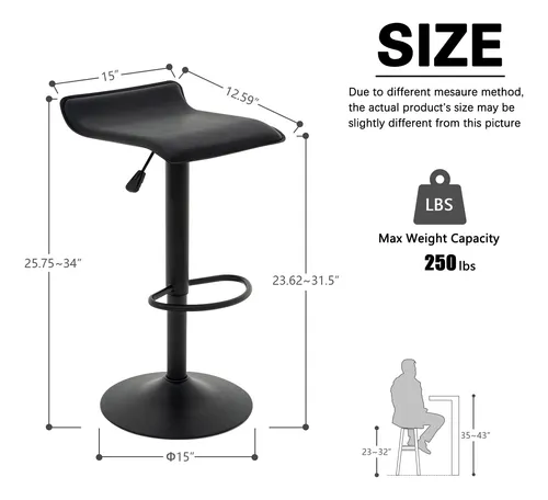 Vogue Furniture Direct Juego De 2 Taburetes De Bar Ajustabl.