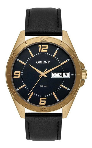 Relogio Orient Masculino Dourado Puls. Couro Mgsc2002 P2px