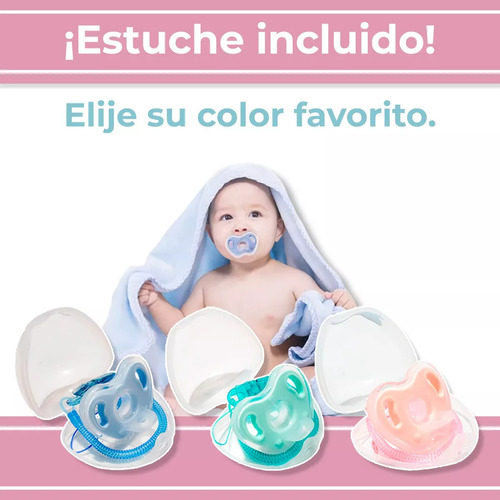 Chupón De Silicón Con Estuche Clip Sujetador 0-6 M Rosa 0-6 Meses