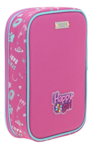 Lapicera Porta Lapices Chenson Happy Girl Ajua Niña Slime Color Rosa Lisa