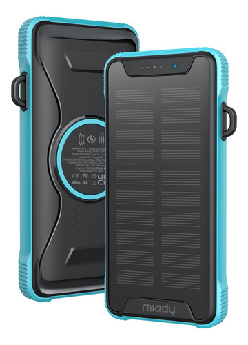 Miady Banco De Energia Solar Inalambrico De 10000 Mah, Usb-c