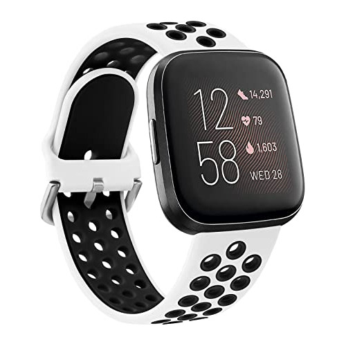 Malla Silicona Ak Para Fitbit Versa 2 Lite Se - S B/n