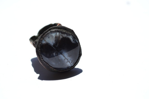 Imagen 4 de 8 de Anillo De Piedra Natural Agata Dentrica, Modelado A Mano