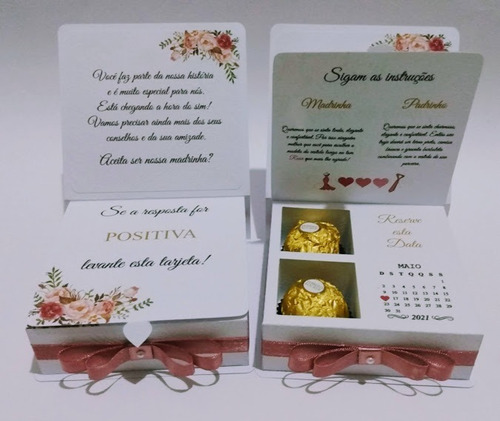 Imagem 1 de 4 de 10 Convite Caixa De Bombom Para Padrinhos Casamento