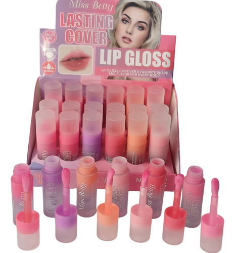 Lip Gloss Aplicador Grueso 6 Piezas Cambia De Color Con Ph Rosa