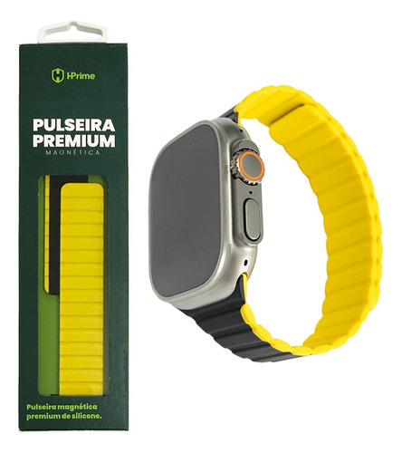 Pulseira Hprime Magnética Smartwatch 42/44/45/49mm - Amarelo Cor Amarelo E Preto