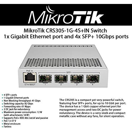 Mikrotik Crs305 Interruptor Entrada 1 Puerto Ethernet 4 Sfp