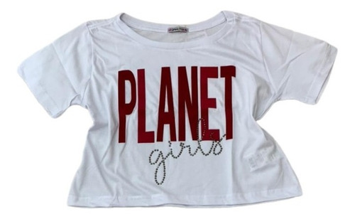 Cropped Branco Letreiro Planet Girls Veludo
