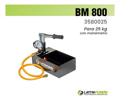 Bomba De Prueba Hidráulica 25 Bar Accionamiento Manual