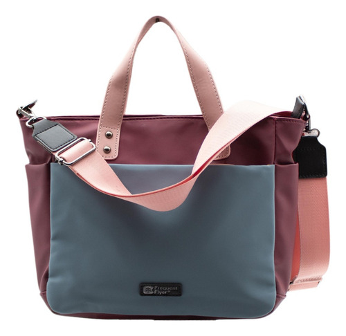 Bolsa Tote Tricolor Azul Asa Desmontable Rojo Lisa Metal Rosa