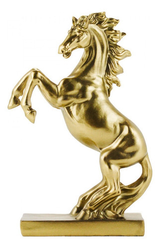 Cavalo Dourado Decorativo Animais De Resina 15 Cm
