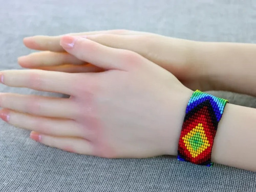 Pulseras Arte Huichol Moda Hombre 3 Piezas Color Variados Diámetro 5 Cm Largo 17 Cm