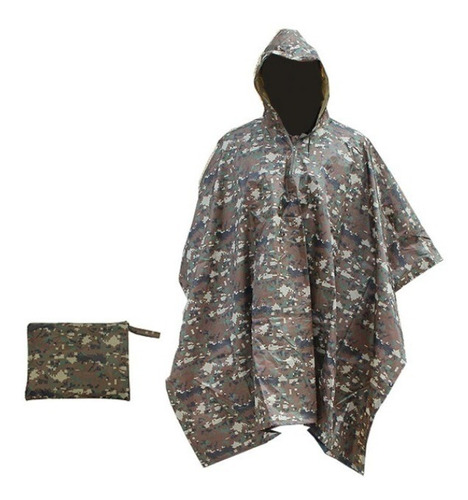 Impermeable Capa Poncho Camuflado Lluvia Senderismo 3en1 