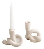 Comprar Juego De 2 Porta Velas Blancos: Moderno Juego De Porta Velas