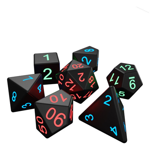 Kit Dados Rpg Led Iluminado Recarregável Com Estojo Recarga