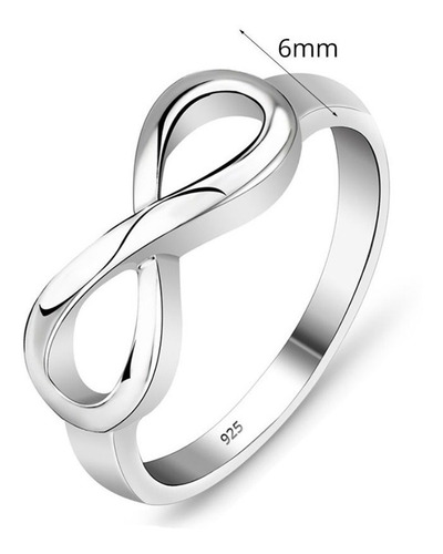 Imagen 4 de 9 de Anillo De Infinito Plata Pura Ley .925 Regalo Para Mujer Nov