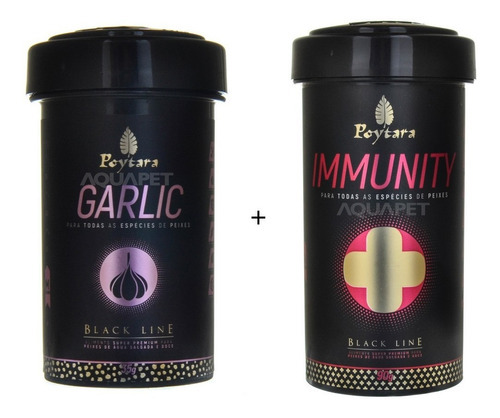 Kit Ração Black Line Garlic 35g + Immunity 90g Poytara