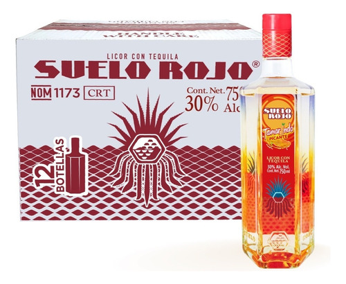 Caja Licor Con Tequila Suelo Rojo Picante Tamarindo 750ml