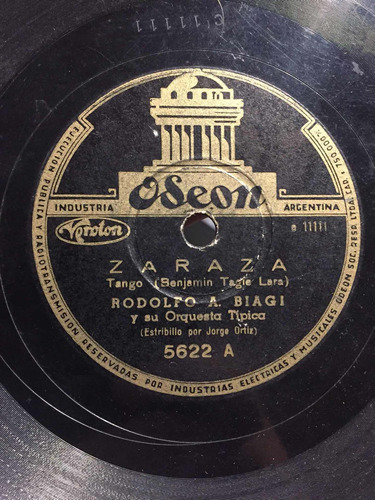 Disco De Pasta 78 Rodolfo Biagi Odeon 5622