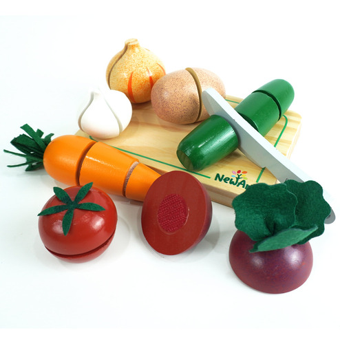 Kit 7 Legumes Com Corte E Utensílios Brinquedo Montessori.