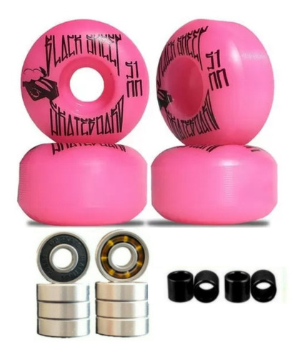 Rodas Skate Black Sheep 51mm 99a + Rolamentos Abec 15+ Espaç