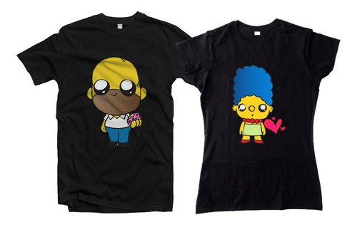 Playera Retro Simpson Parejas Novios Dúo 2 Piezas