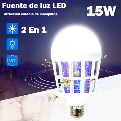 Mata Mosquitos Electrico, 3en 1 Lámpara Mata Mosquitos Con Luz Led, Resistente Al Agua Mosquito Killer, 15w Mata Moscas Electrico Con Enchufe Roscado E27, Puede Iluminar La Luz (blance*1)