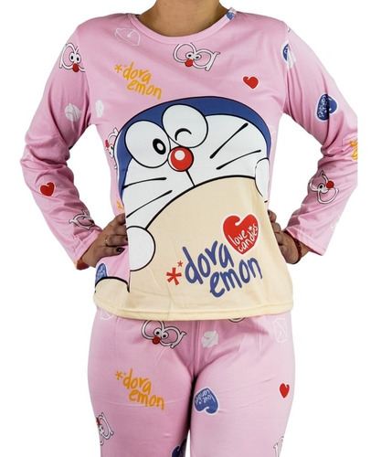 Pijama Mujer Manga Larga Delgado Verano Doraemon Ff