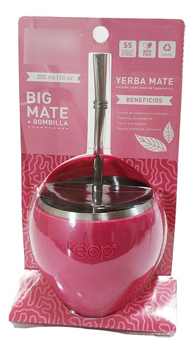 Mate Keep Acero Inoxidable + Bombilla Big Mate Color Rosa