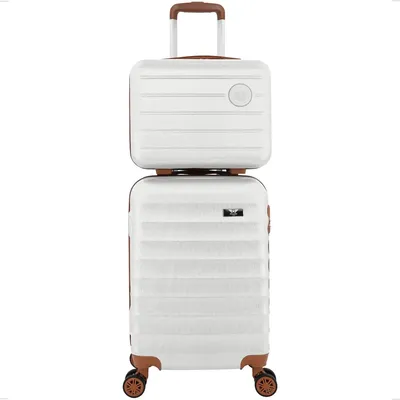 Kit Mala De Viagem Bordo Mão Pequena 10kg Abs Cadeado 360 Cor Branco