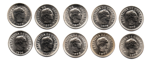 10 Centavos Set 1969 - 1978 10 Monedas 