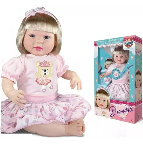Imagem 2 de 3 de Boneca Diandra Loirinha Baby Kiss Chora E Balbucia Sid - Nyl