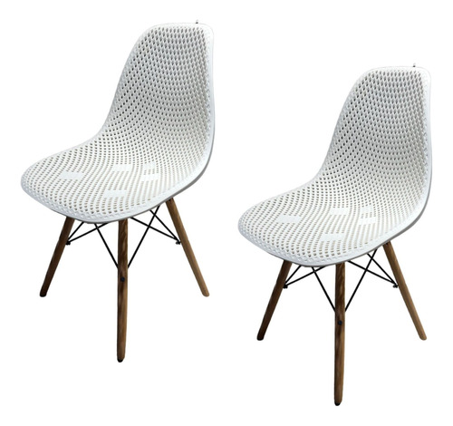 Kit 2 Cadeiras Eames Design Colmeia Eloisa Brancas
