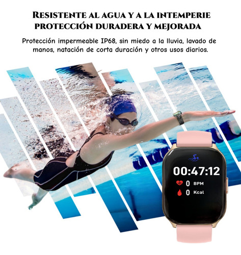 Reloj Inteligente Smartwatch Bluetooth Llamadas Para Reloj Inteligente De 1.85 Pulgadas Relojes Dama Smart Watch Mujer Reloj Inteligente Hombres Rosa Smart Watch Y2 Rosa Dorado