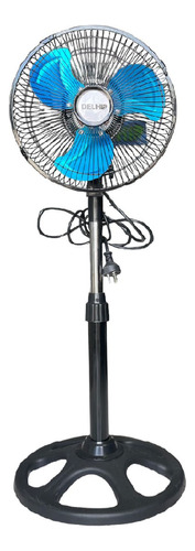 Ventilador de mesa/de pie Delhi dl-10 turbo negro con 3 palas color  plateado de  metal, 10" de diámetro 220 V