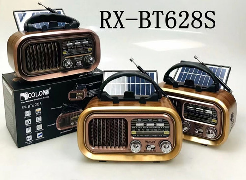 Radio Retro Vintage Solar Rec Golon Rxbt628s Sw/am/fm/sd/usb