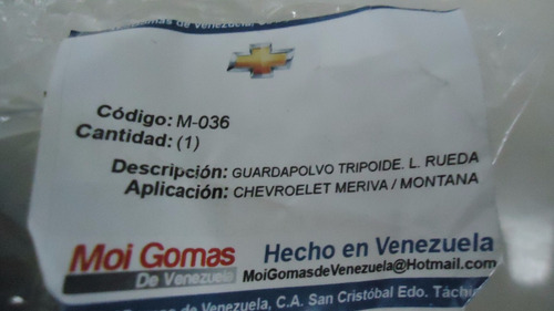 Kit Goma De Tripoide Lado Rueda Meriva Montana M-036 Rd
