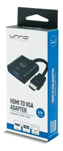 Adaptador Unno Tekno Hdmi A Vga Plug And Play Ad4202bk