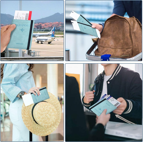2 Porta Pasaporte Documentos Funda Protectora Viaje Con Rfid