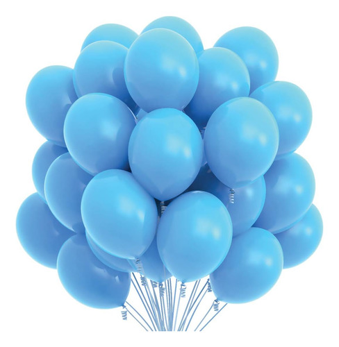 Globos Celeste Redondo Latex R12 30cm Resistente Pack 50
