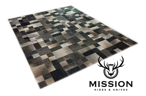 Alfombra Cuero Vaca Patchwork Gris Multiforma 1,8 X 2.4m