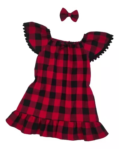 Vestido Infantil Vermelho Xadrez Festa Junina Mini Diva