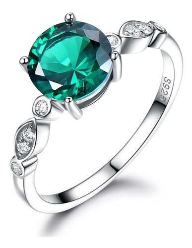 Aro Anillo De Compromiso En Plata 925 Con Gema De Esmeralda