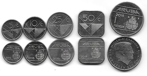 Serie De 5 Monedas Aruba Año 2015 Sin Circular