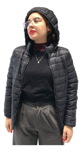 Campera Pluma Sintética Forrada En Piel Dama Mujer Invierno