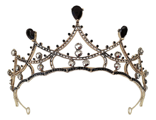 Diadema Nupcial Con Corona Negra Y Diamantes De Imitación