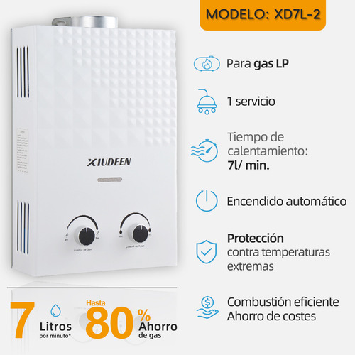 Calentador De Agua 7l Instantaneo Boiler De Paso Gas Lp 1 Servicio Mcl-2