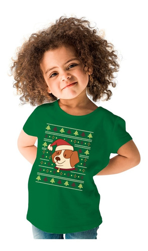 Playera Navidad - Niños - Diseño Navideño - Perro Navideño